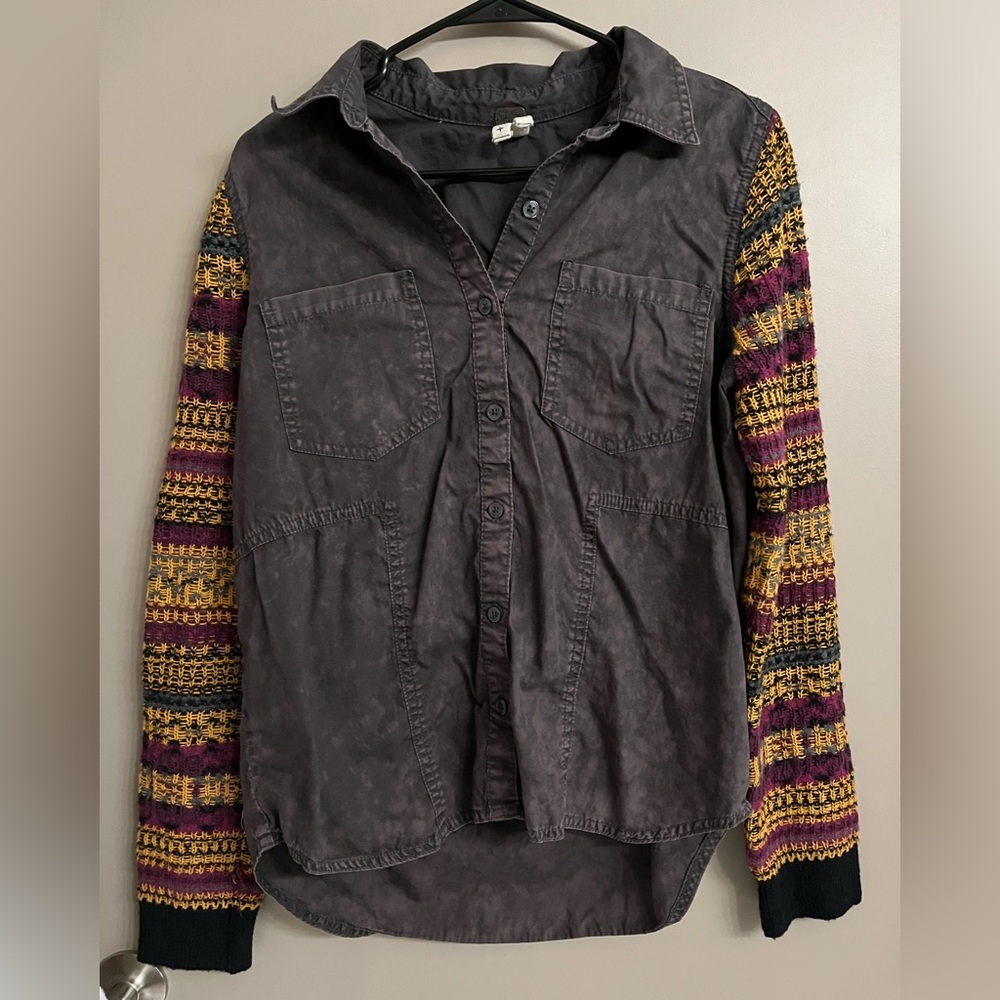 Free People We the Free Fair Isle Chambray Shacket
